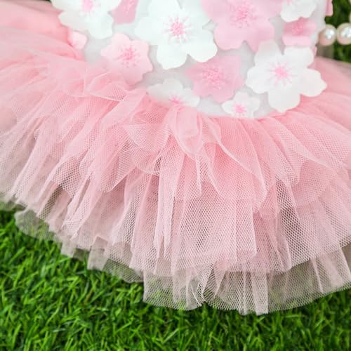 Qpets Dog Clothes Small Dog Floral Dress Cut Pink Flower Lace Skirt Summer Dog Clothes Dress Small Dog Cat Party Costume (L, Pink) Qpets Dog Clothes Small Dog Floral Dress Cut Pink Flower Lace Skirt Summer Dog Clothes Dress Small Dog Cat Party Costume (L, Pink)